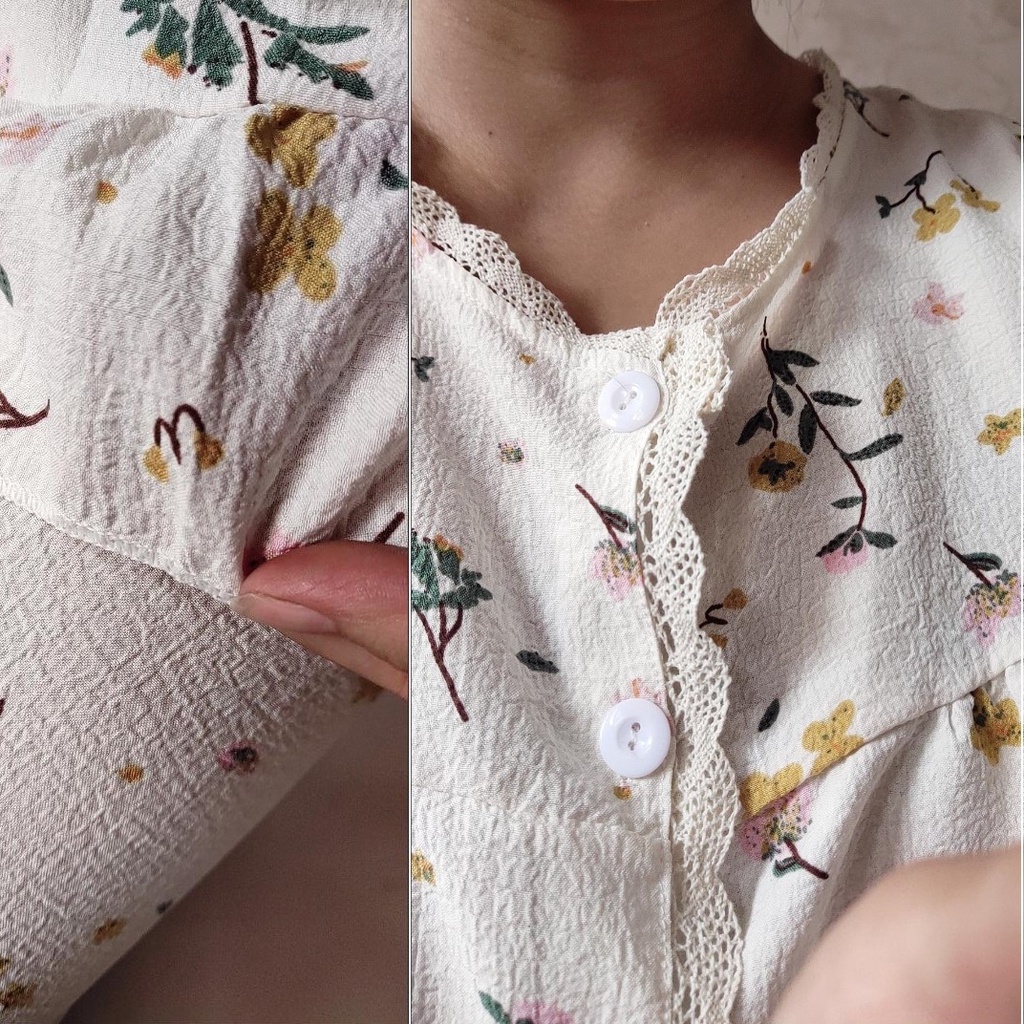 Bộ Đồ Ngủ Pijama Dài Tay Cổ Tròn In Họa Tiết Hoa Kiểu Nhật Bản Thời Trang Xuân Thu Cho Nữ DN042 Con Đỏng Đảnh