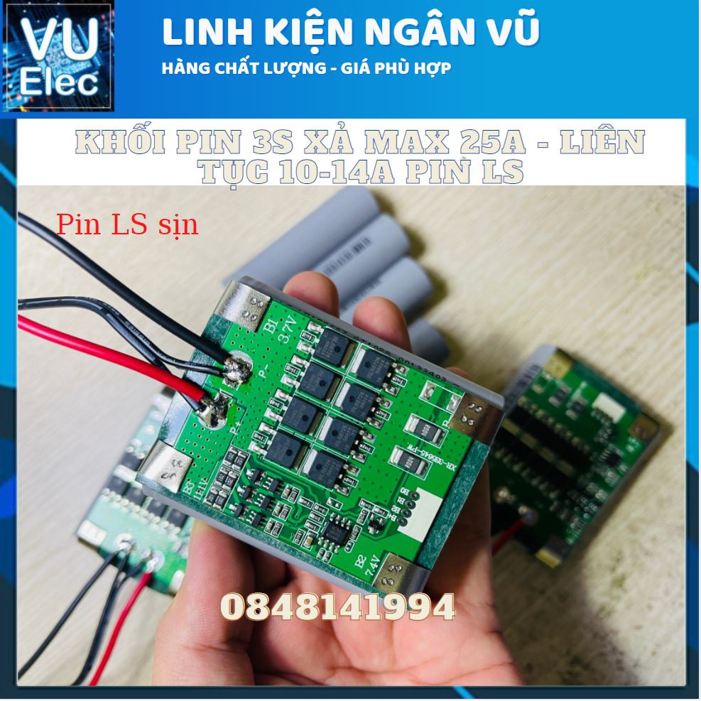 Khối pin Lithium 3S - 4S 12,6v 2000mAH (2AH) dòng xả cao 25A - Sạc nhanh 12.6V2A - Mạch tự cân bằng