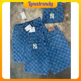 Quần jeans nữ in họa tiết NY, quần shorts bò nữ ngắn, jeans nữ ngố MLB