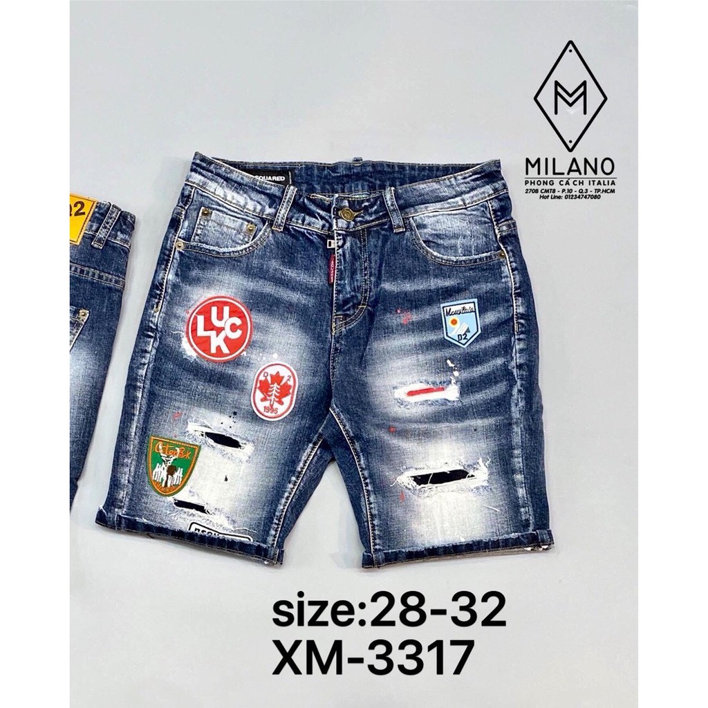 Quần short jean nam rách cao cấp 2 màu đen,xanh thêu họa tiết cao cấp | BigBuy360 - bigbuy360.vn