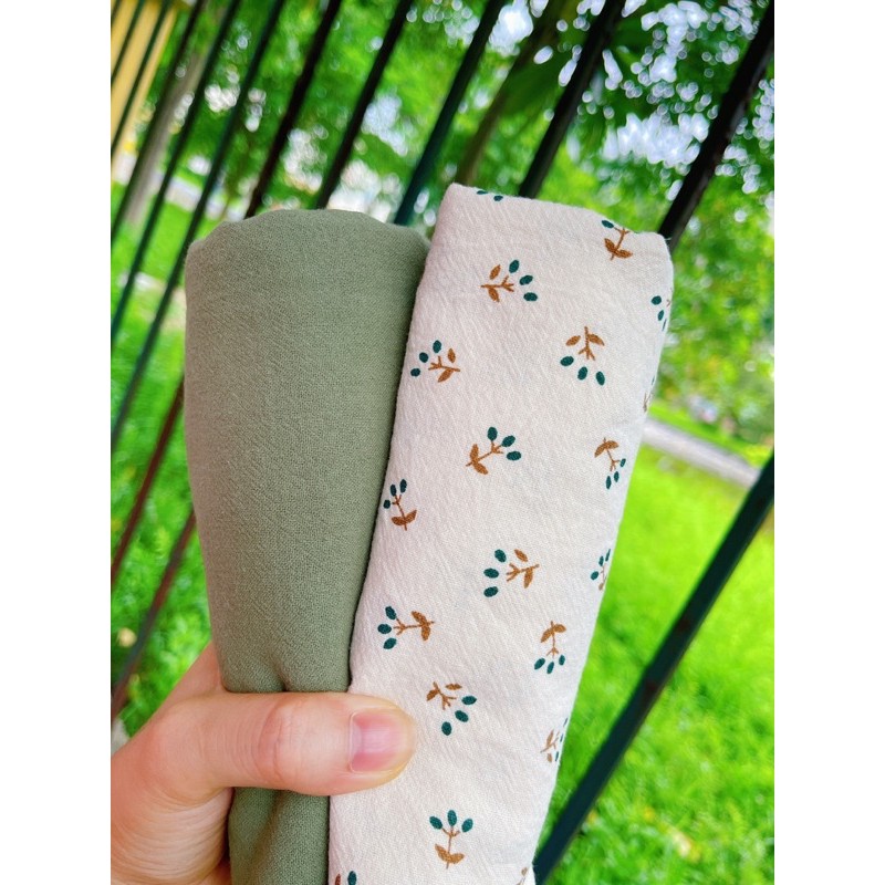 vải thô đũi mẫu thiết kế riêng ghép set gồm 1m màu trơn và 1m hoạ tiết dùng may váy,áo,đồ bộ
