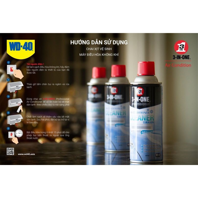 Chai Xịt Làm Sạch Máy Lạnh WD-40 3 In 1 Professional Air Conditioner Cleaner 331ml - HIBUCENTER