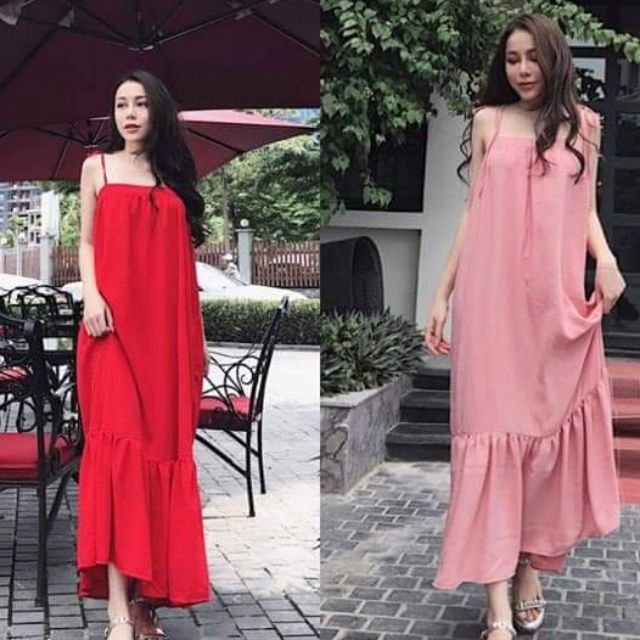 Đầm maxi suông 2 dây