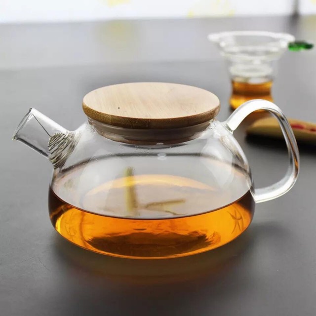 Ấm pha trà thuỷ tinh nắp gỗ 600ml