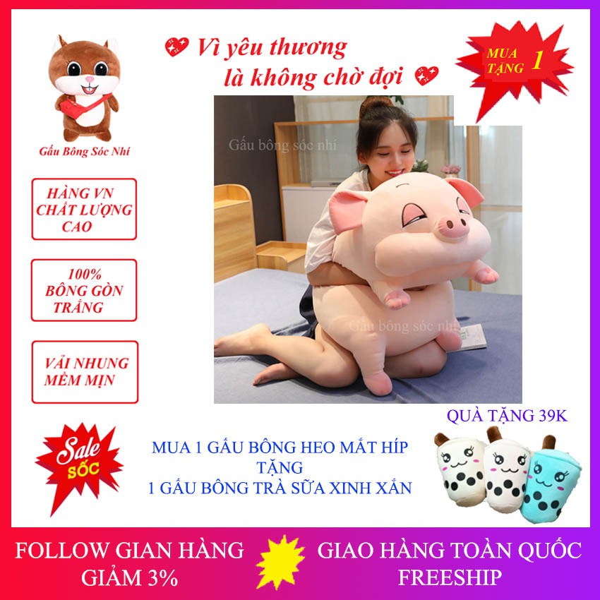 [Mua 1 Tặng 1] Gấu Bông Heo Phê Cần Cao Cấp 💥 FREESHIP 💥 Gấu Bông Sóc Nhí - Mua 1 Gấu Bông Heo Tặng 1 Gấu Bông Trà Sữa