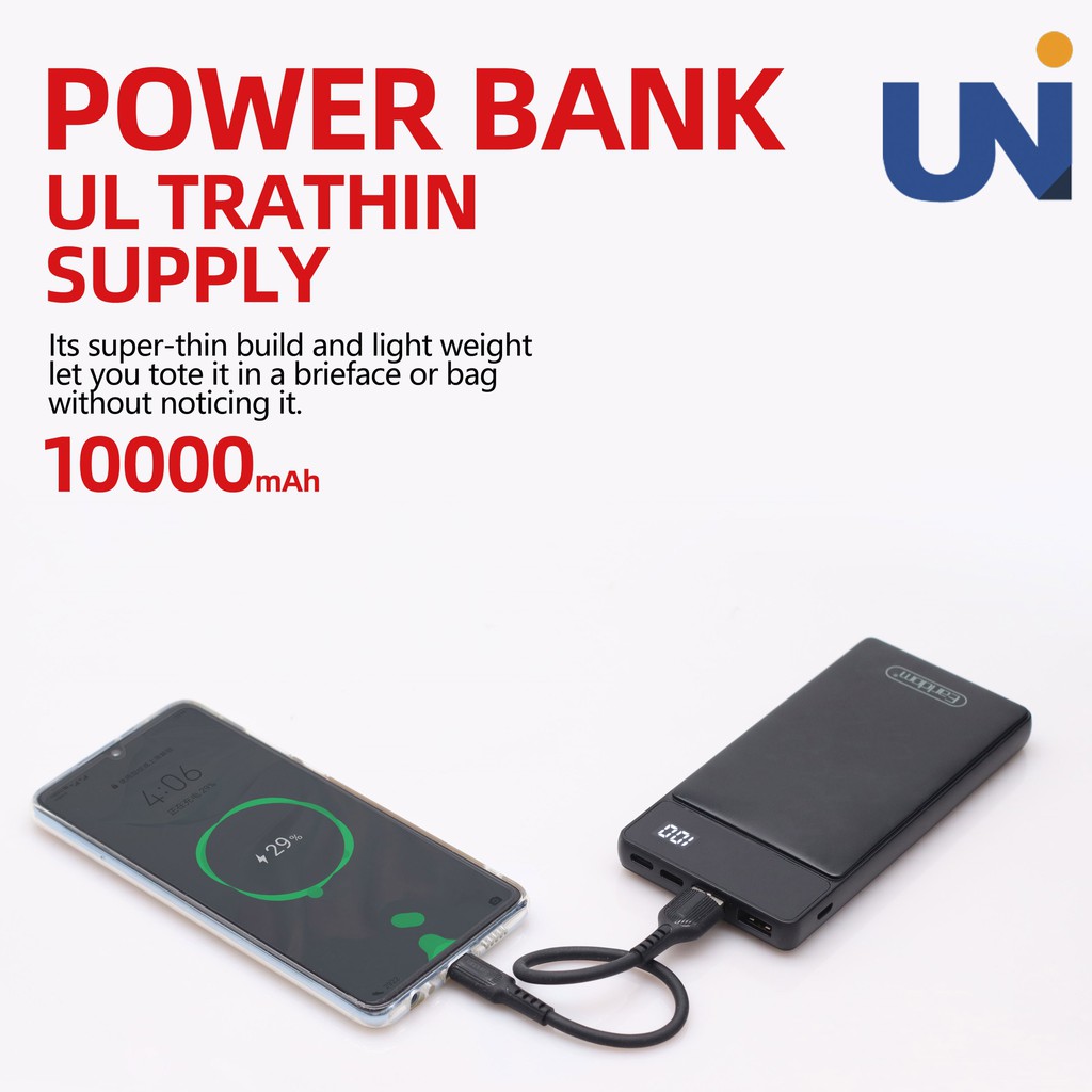 Pin Sạc Dự Phòng Earldom Dung Lượng 10.000mAh AH-40 (2 cổng USB, 1 TypeC, 1 Lightning) nhỏ gọn tiện lợi | BigBuy360 - bigbuy360.vn