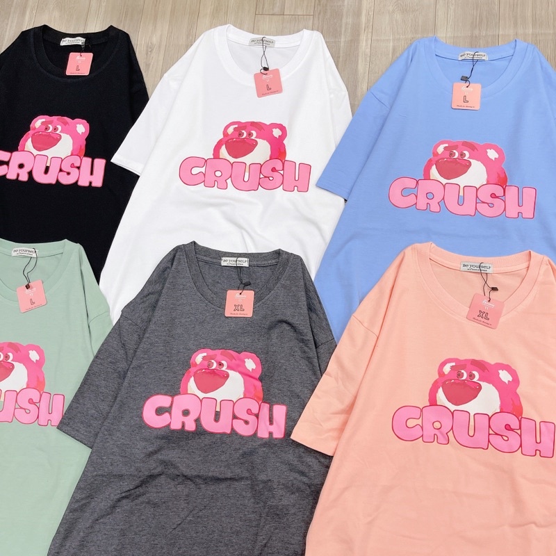 Áo Thun PHÔNG NAM NỮ UNISEX IN DECAL GẤU DÂU LOTSO - Hình chụp thật