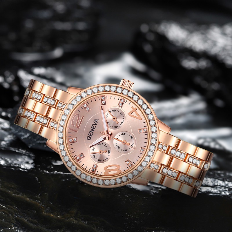 Đồng Hồ Đeo Tay Geneva Mạ Vàng Hồng Đính Đá Nhân Tạo Sang Trọng Cho Nữ | BigBuy360 - bigbuy360.vn