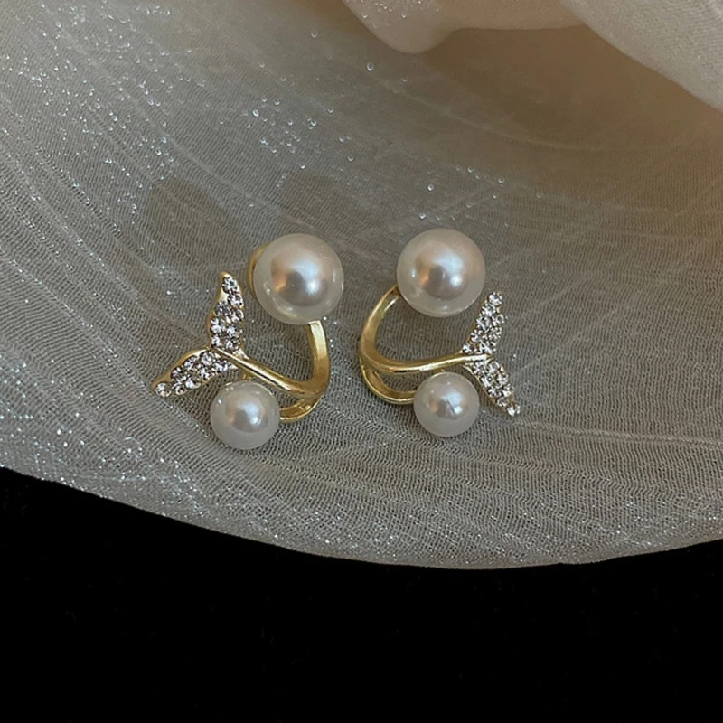 💖 𝑭𝑹𝑬𝑬𝑺𝑯𝑰𝑷 💖 Khuyên tai dạng xỏ chốt bạc 925 kiểu dáng đuôi cá thanh lịch thời trang P27