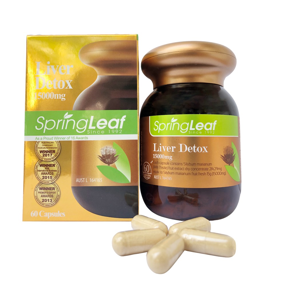 Viên uống SpringLeaf Liver Detox 15000mg – Hỗ trợ giải độc gan (lọ 120 viên)