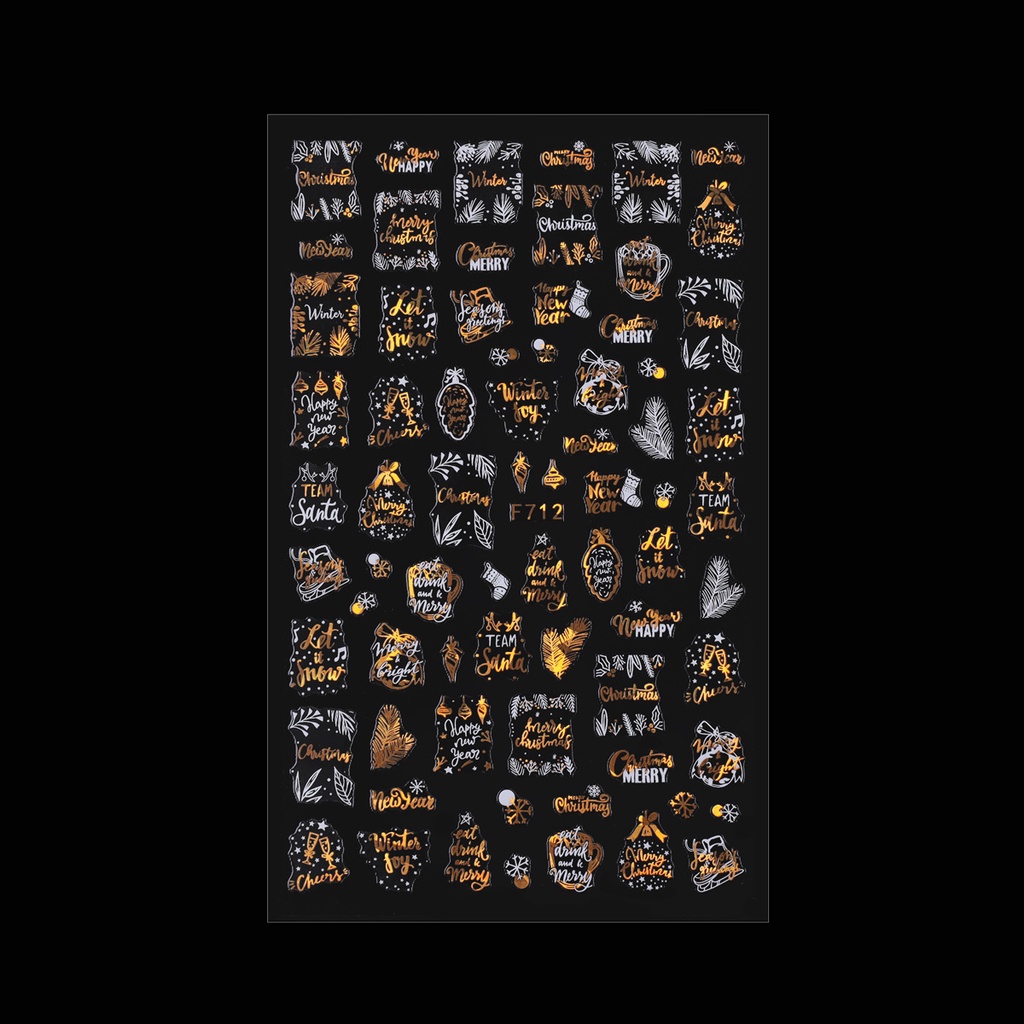 [Hàng mới về] Miếng dán trang trí móng tay nghệ thuật hình bông tuyết hình học 3D màu vàng trắng dành cho dịp Giáng Sinh