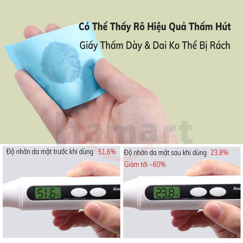 Tập 50 Giấy Thấm Dầu Da Mặt Nội Địa Trung Giấy Lau Mặt Sạch Da Ngừa Mụn An Toàn Tiện Lợi