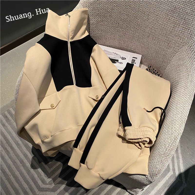 Set hai món gồm áo sweater và quần dài phong cách Hàn Quốc thời trang thu đông 2021 dành cho nữ