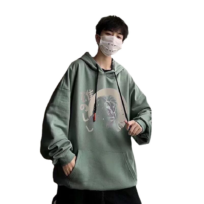 Áo hoodie dáng rộng in họa tiết hoạt hình phong cách Nhật Bản thời trang cho nam size M-5XL