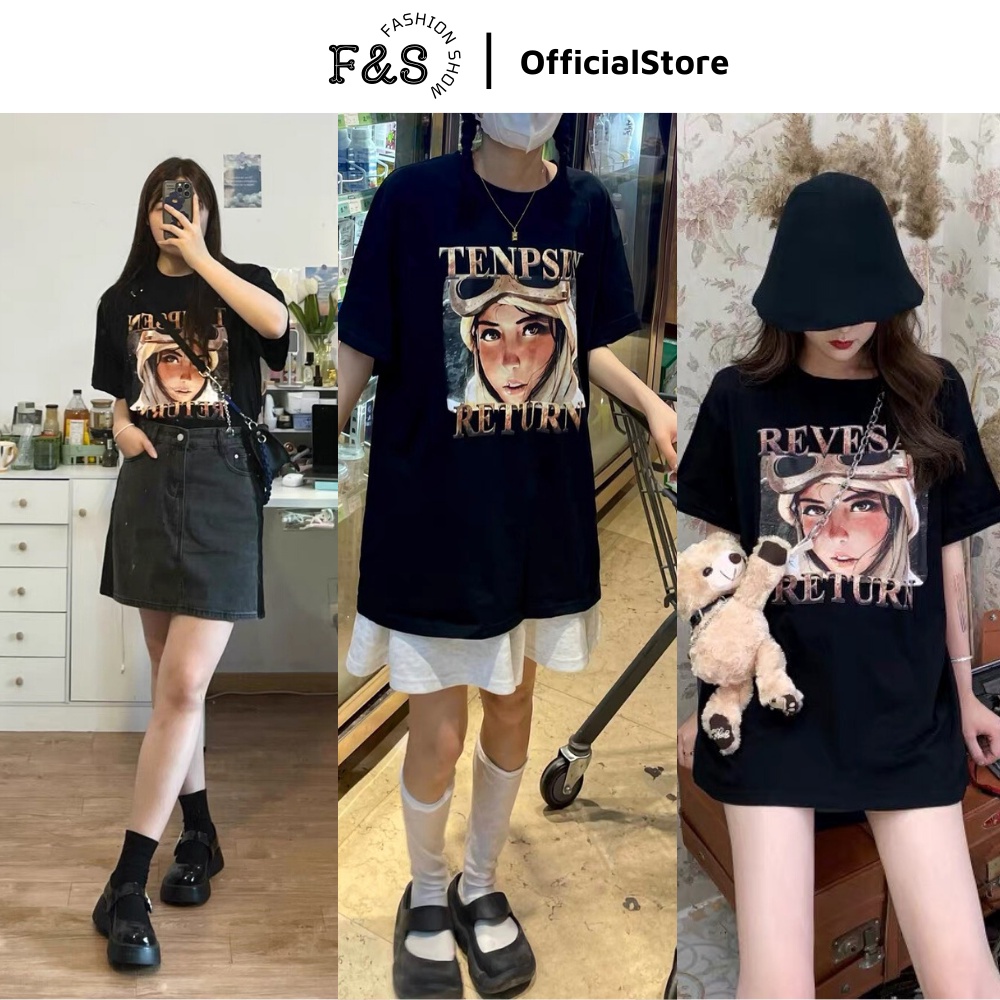 Áo thun tay lỡ unisex CÔ GÁI TENPSEN RETURN - Áo phông F&amp;S nam nữ form rộng cho cặp đôi phong cách hàn quốc