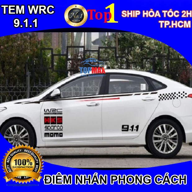 Bộ 02 tem dán sườn xe WRC-911 phong cách thể thao