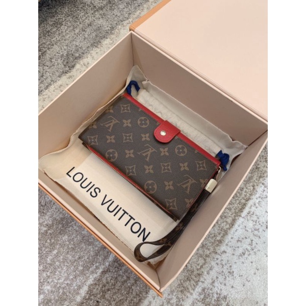 Túi cầm tay LV dạng ví nhỏ gọn da thật sz20cm nhiều ngăn tiện dụng fullbox