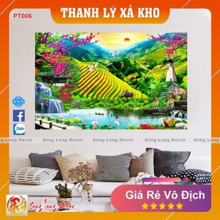 Tranh dán tường 3d Sơn Thủy Hữu Tình - PT006 Tranh 3D Phong Thủy - Giấy dán tường 3d - Song Long Decor