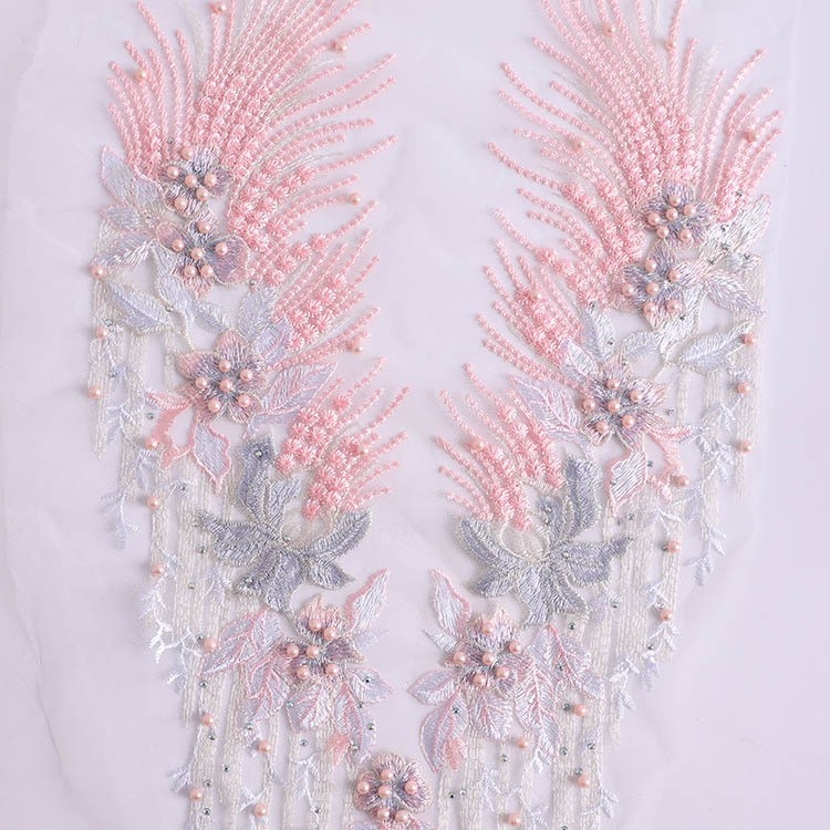 31 * 53CM 3D Hoa Quần áo Patches đính cườm thêu rhinestone xà cạp ren thêu đầm và phụ kiện may vá