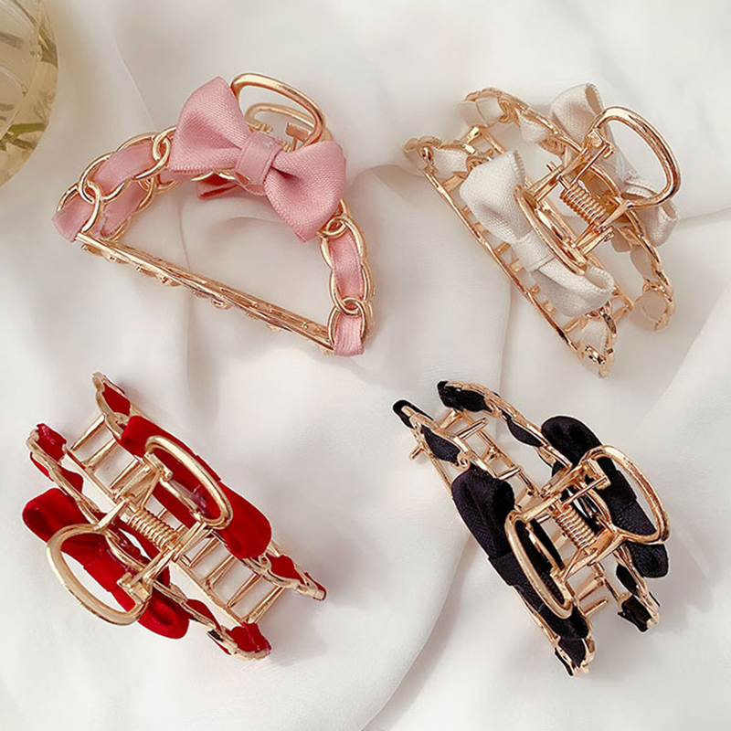 Kẹp tóc càng cua trang trí nơ phong cách Hàn Quốc ngọt ngào xinh xắn