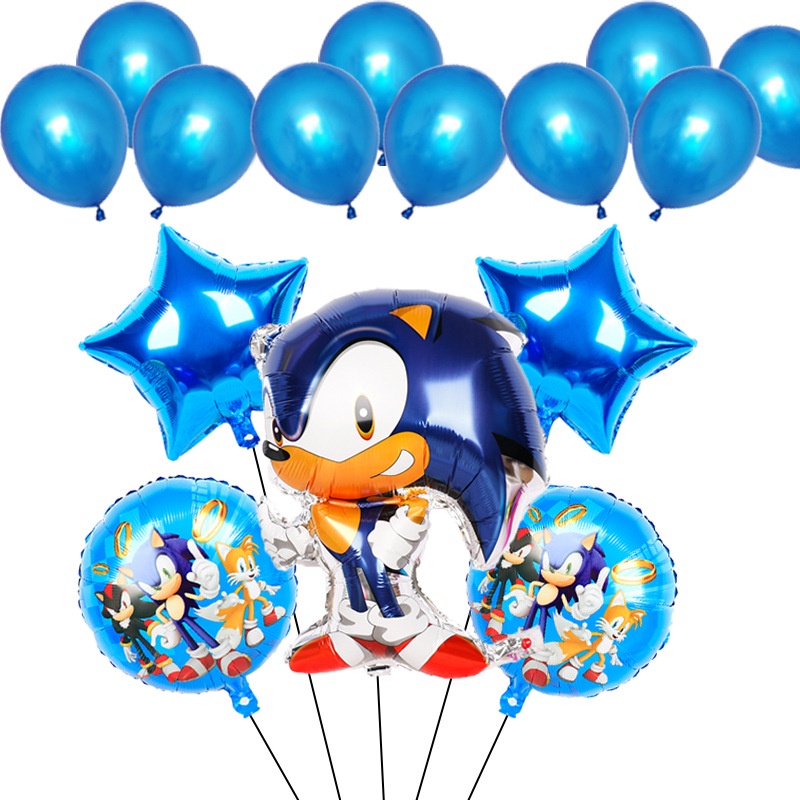 Set 16 bong bóng lá nhôm hình nhím Sonic trang trí tiệc sinh nhật dành cho bé