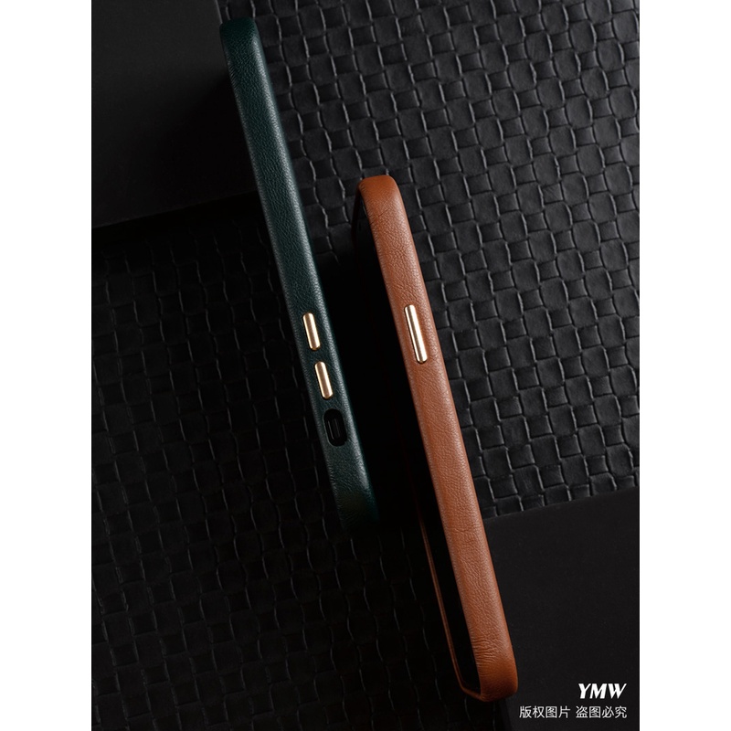 Sang Trọng Ốp Điện Thoại Da Phối Nút Kim Loại Dành Cho iphone 13 12 11 pro max x xs xr 7 8 plus