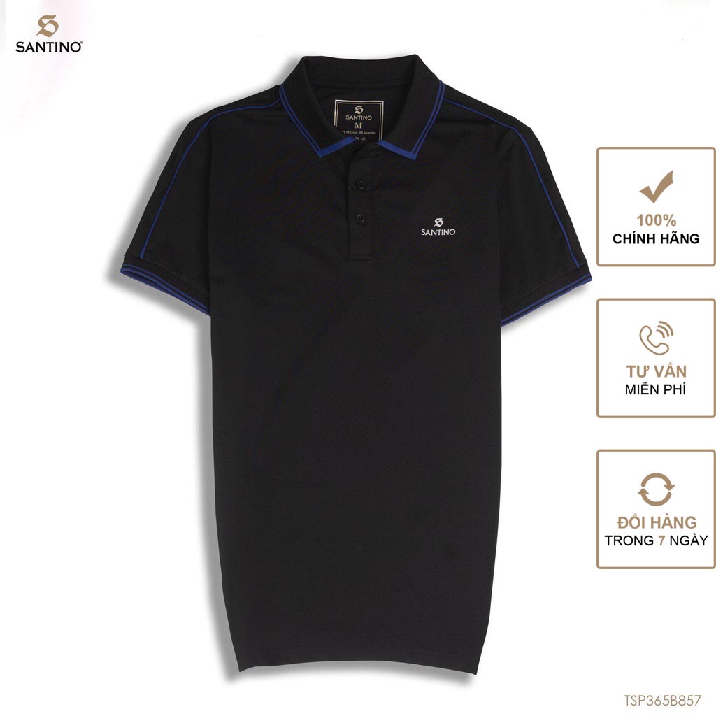Áo Polo nam ngắn tay có cổ SANTINO chất liệu thể thao co giãn 4 chiều, dáng ôm nhẹ phù hợp mọi độ tuổi TSP365B858