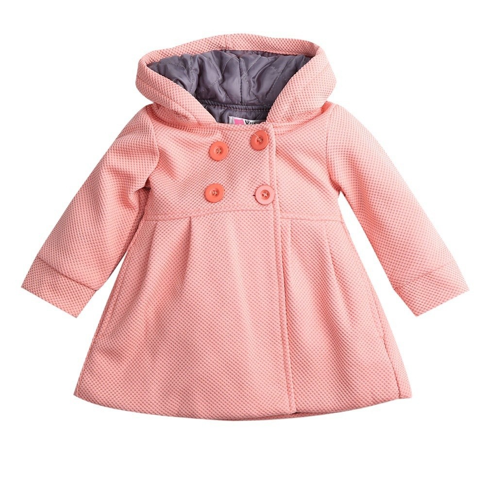 ღ♛ღNew Baby Toddler Girl Autumn Winter Horn Button Hooded Pea Coat Outerwear Jacket