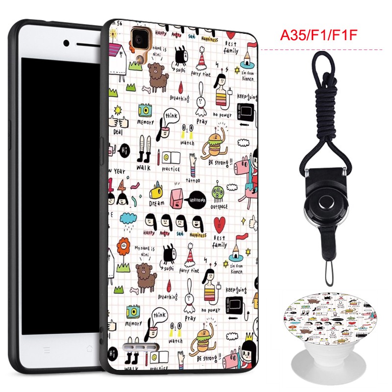 ốp điện thoại Phong Cách Hoạt Hình Có Giá Đỡ Và Dây Đeo Xinh Xắn Cho OPPO A35 2015/F1/F1f/F1w/F1fw | BigBuy360 - bigbuy360.vn