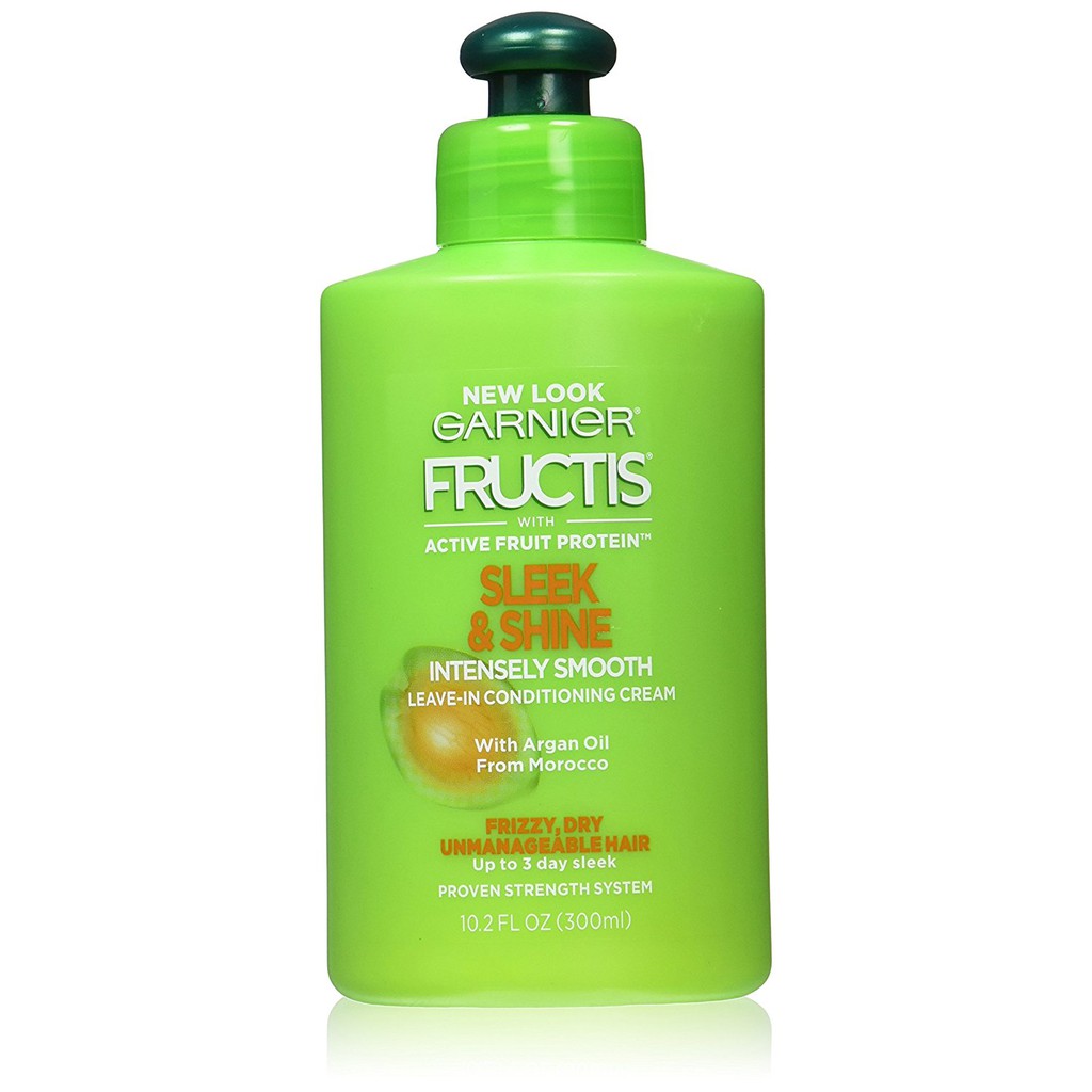 Kem ủ giúp mượt tóc Garnier Fructis Sleek &amp; Shine Intensely Smooth Leave-In Conditioning Cream 300ml (Mỹ)