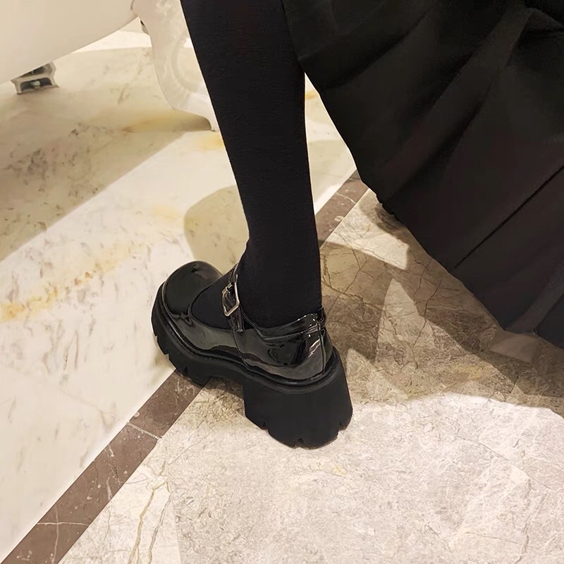 Giày búp bê nữ dây cài đế 5cm Cao Cấp - giày nữ da mềm độn đế giá rẻ