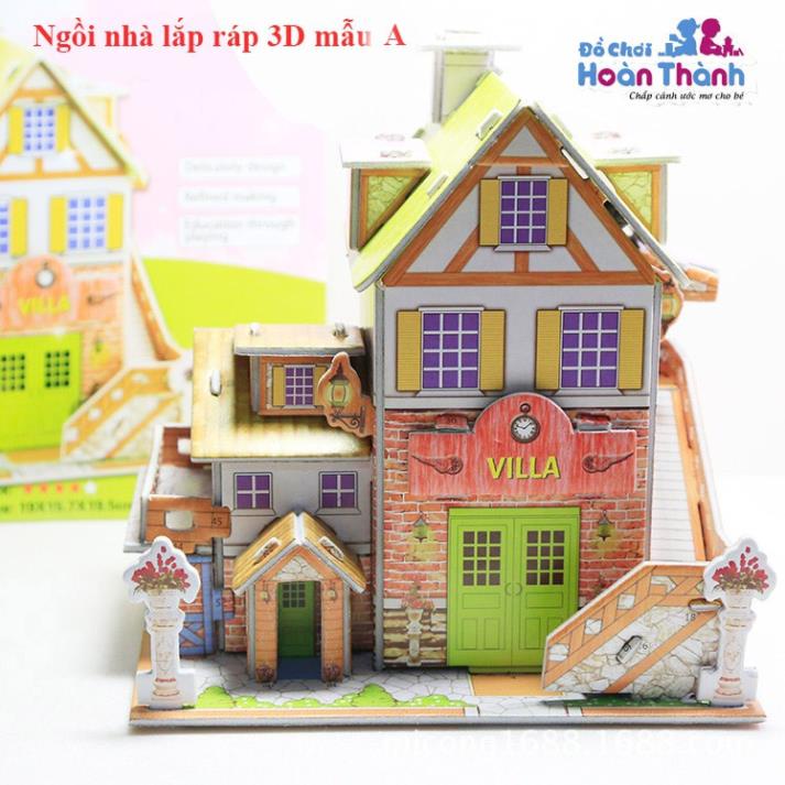 Đồ chơi trí tuệ thông minh mô phỏng Đồ chơi lắp ráp trẻ em mô hình ngôi nhà 3D, câu đố giáo dục sớm