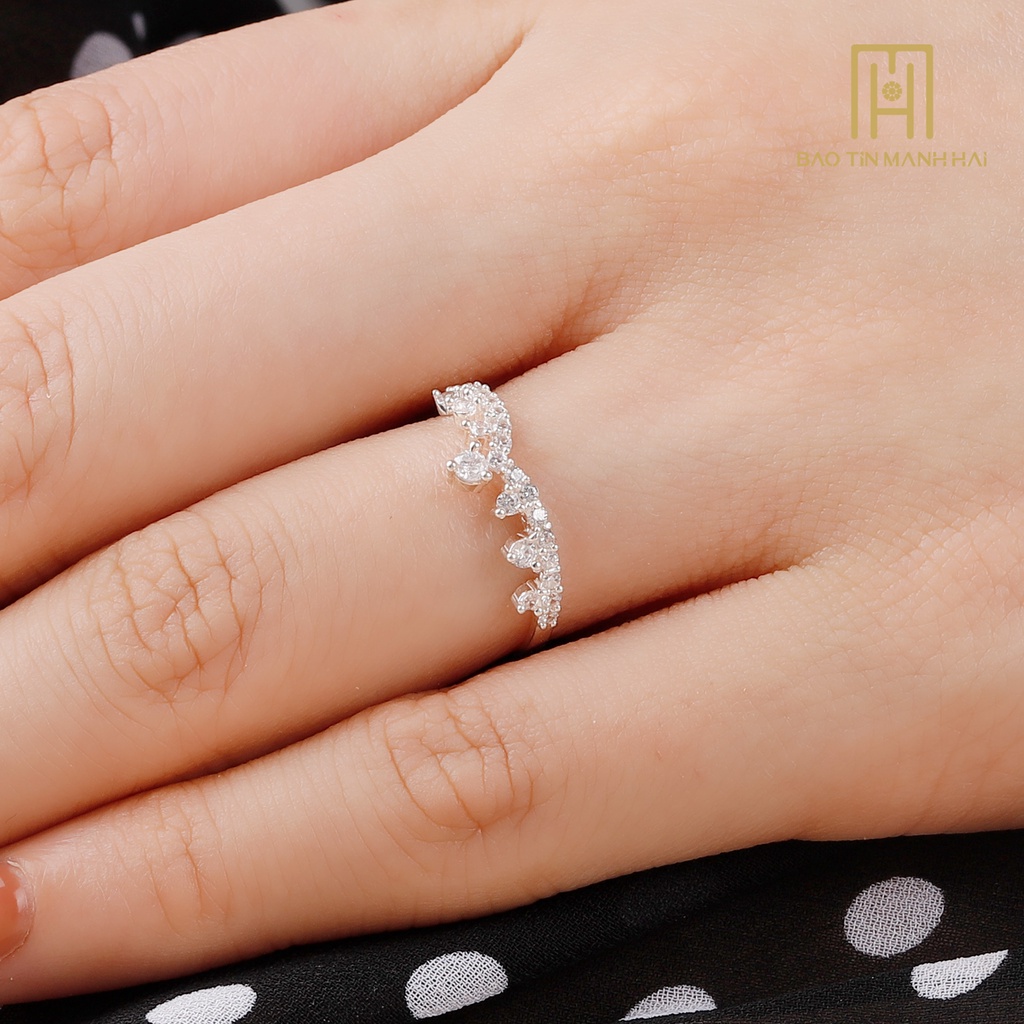 Nhẫn Bạc Nữ Hình Vương Miện Đính Đá Thiết Kế Phong Cách Hàn Quốc NB03 Bảo Tín Mạnh Hải