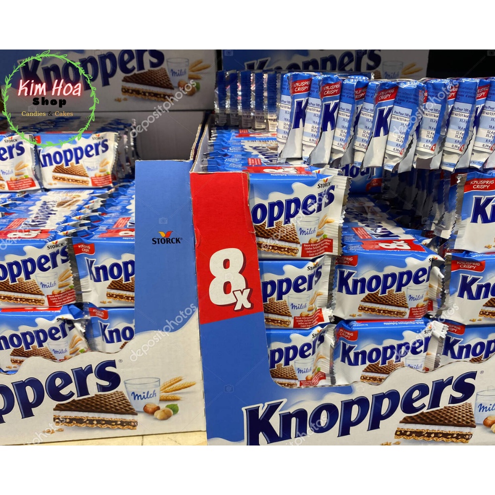 Bánh Xốp đa tầng hương vị HẠT DẺ Knoppers mini & Knoppers pack 8 family EU - MADE IN GERMANY