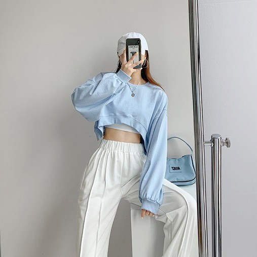 NZN Áo Sweater Tay Dài Cổ Tròn Màu Sắc Đơn Giản Cho Nữ