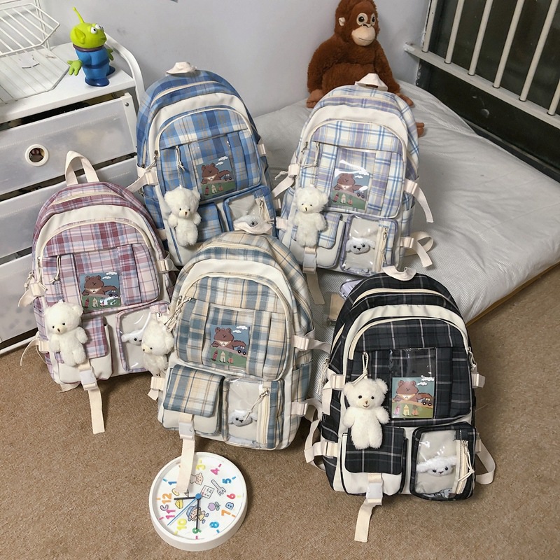 Ba lô đi học vải cotton lanh cỡ lớn phong cách Hàn Quốc 2022 xinh xắn cho nữ
