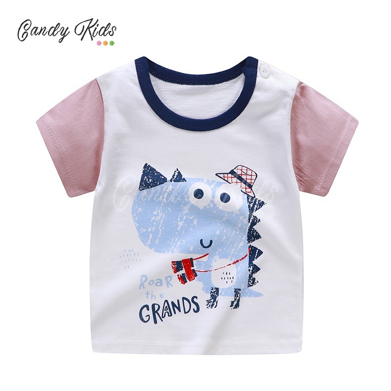 Áo Thun Cotton Tay Ngắn Kiểu Hoạt Hình Xinh Xắn Dành Cho Bé 1-8 Tuổi