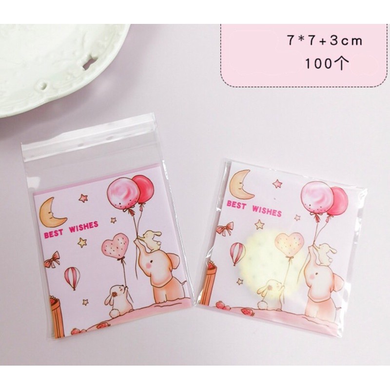 Túi dán đựng bánh cookie 100 cái nhiều mẫu