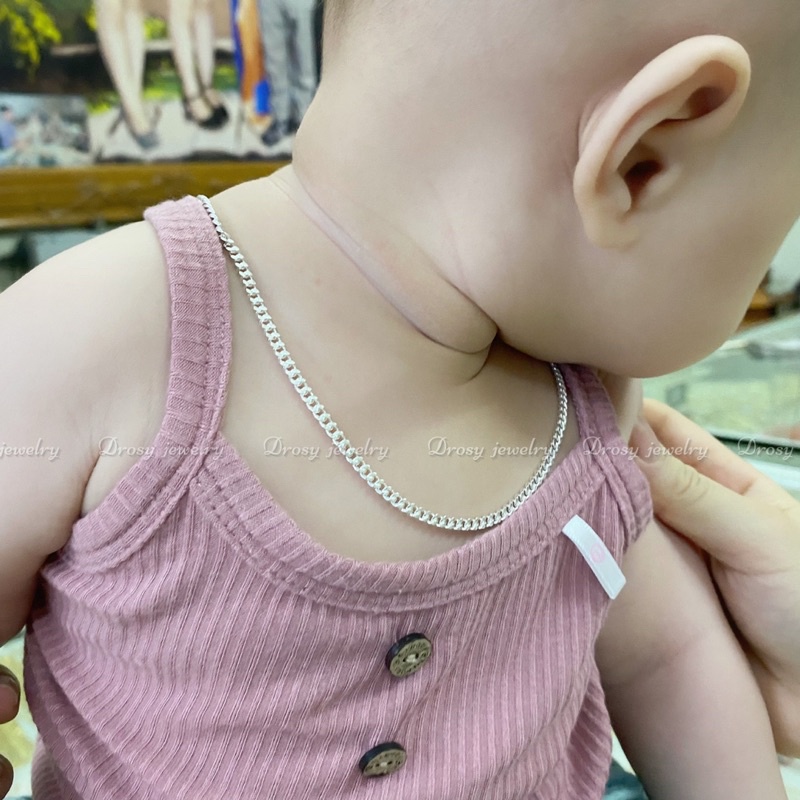 Dây chuyền họng phay bạc chuẩn bạc ta dành cho bé yêu