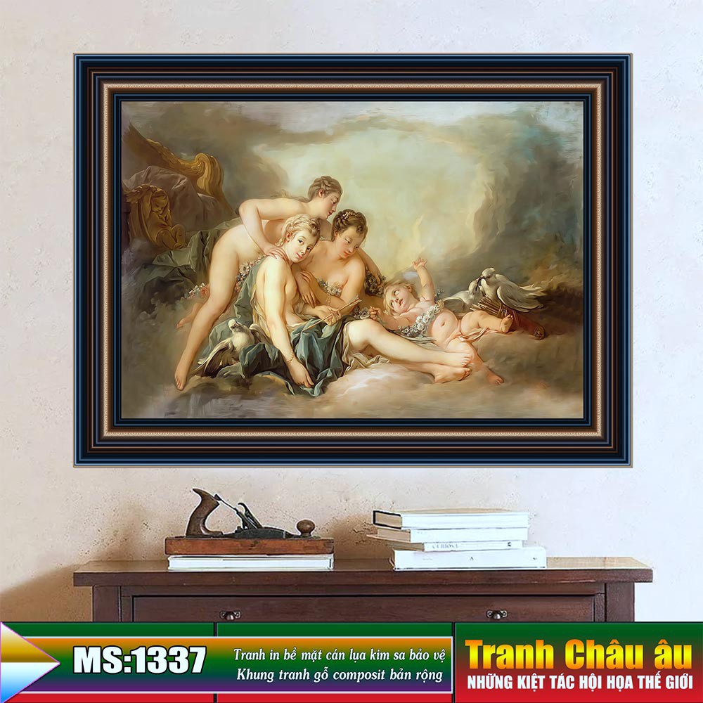 Tranh treo tường Châu âu trang trí phòng khách, phòng ngủ. Bức tranh "Venus and Cupid - Venus và thần Cupid". MS: 1337