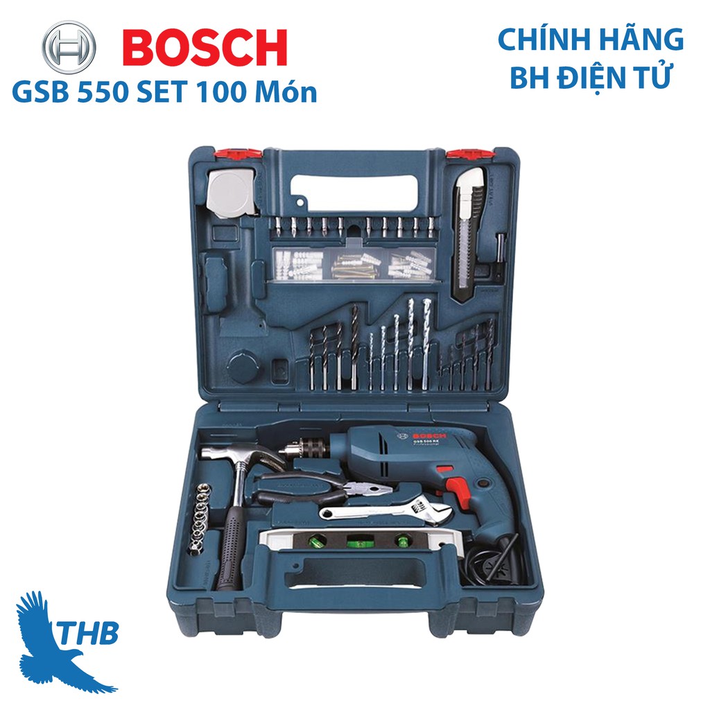 Bộ máy khoan động lực Bosch GSB 550 + 100 chi tiết