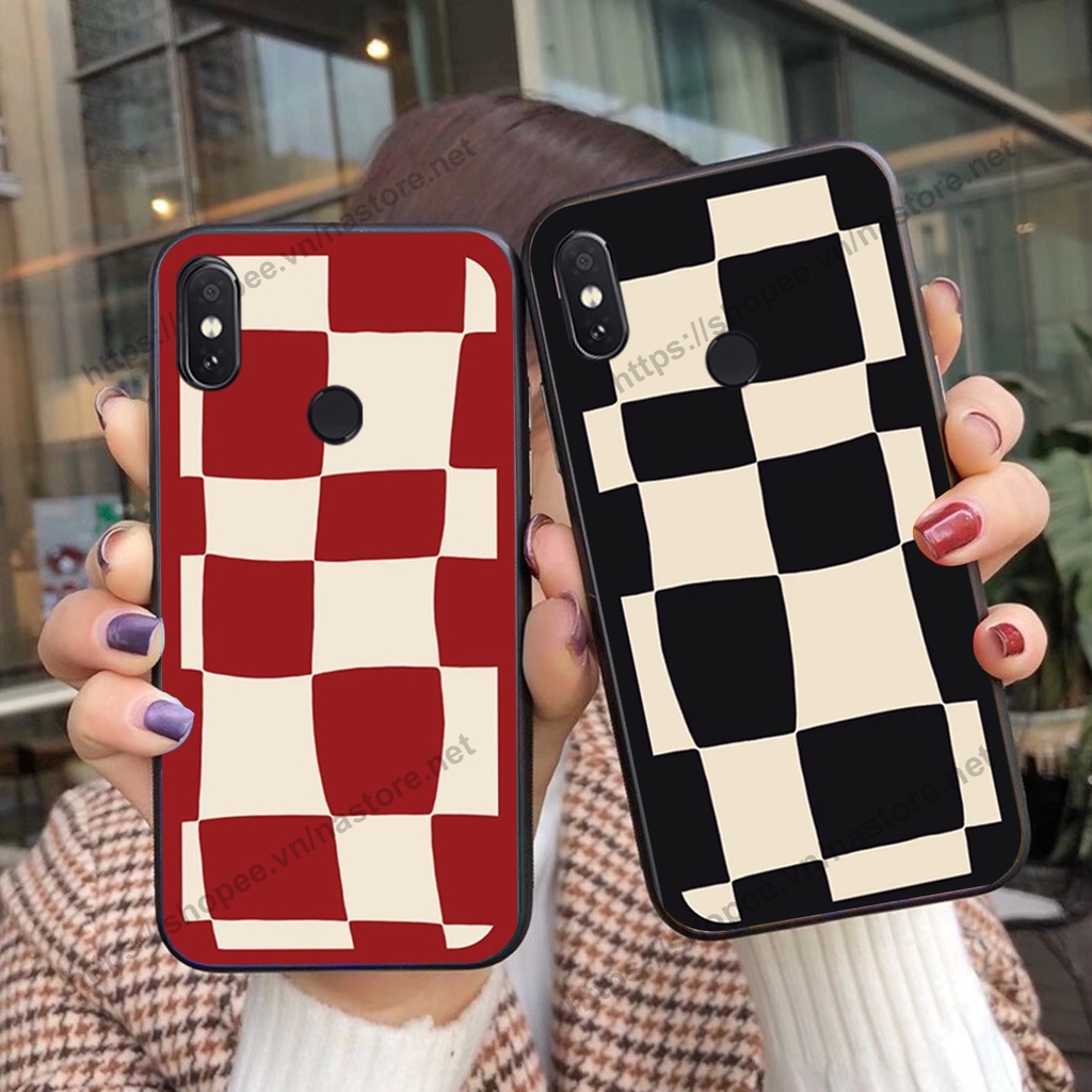 Ốp lưng Xiaomi Mi A2 mặt cười, họa tiết caro đơn giản đẹp cute