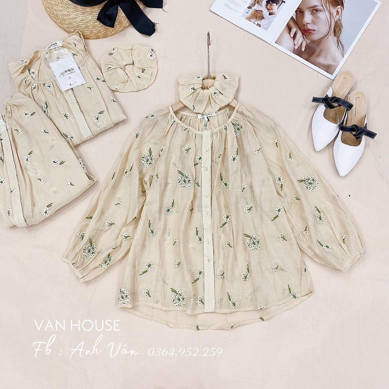 Áo kiểu thêu hoa nhí