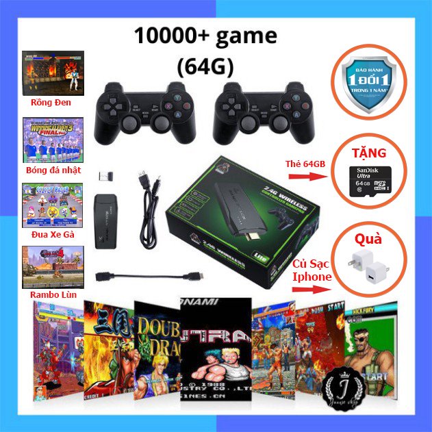 [Game stick 4K] Máy Chơi Game 4 Nút HDMI Không Dây Hơn 10000 Trò Chơi - Máy chơi game không dây thẻ nhớ 64G MG01