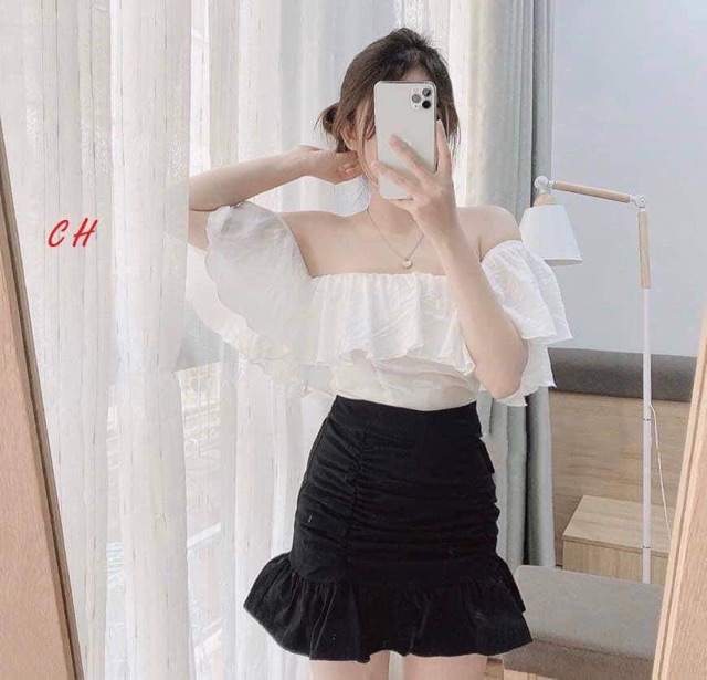 [Mã FAXANH245 giảm 10K đơn 50K] Sét váy tay bèo chân váy rúm COB868 | BigBuy360 - bigbuy360.vn