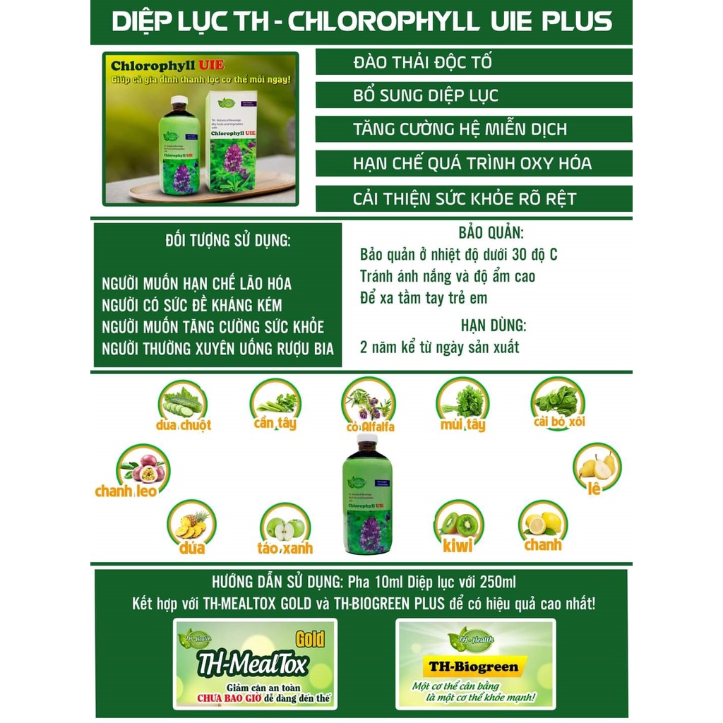 Diệp lục Thanh Lọc Cơ Thể TH-Chlorophyll UIE PLUS Malaysia
