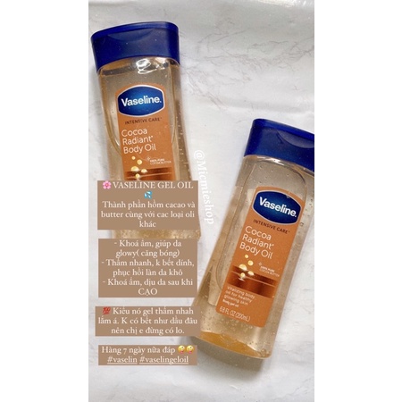 Vaseline Cocoa Radiant Body Oil- Dưỡng Ẩm Vaseline toàn thân dạng Gel Oil