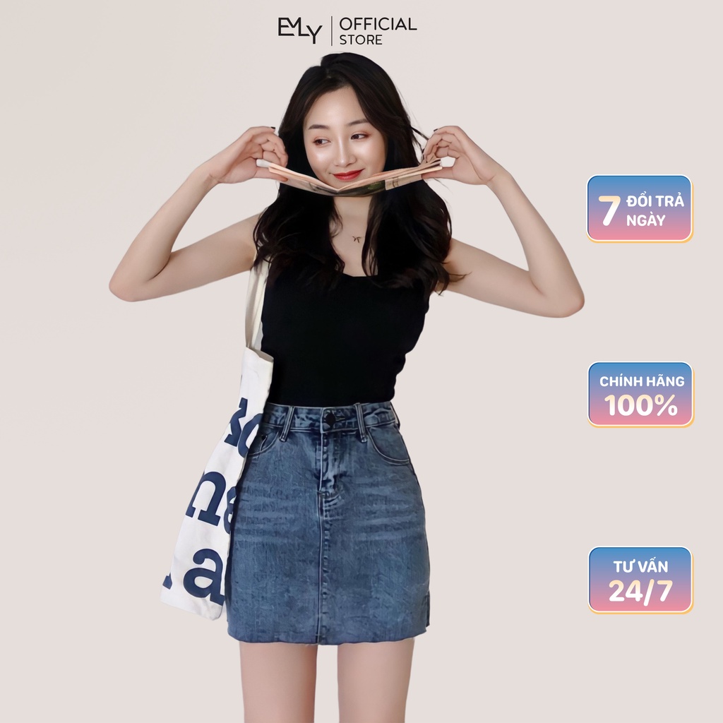 Chân váy jean nữ chữ a Emilyshop