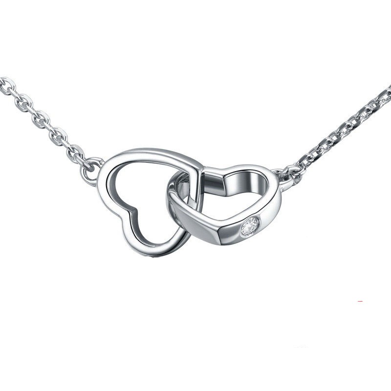 Dây Và Mặt Dây Chuyền Nữ Bạc Hiểu Minh DMD003 - Trái Tim Đôi - Bảo Hành Vĩnh Viễn ( Hàng Chính Hãng )