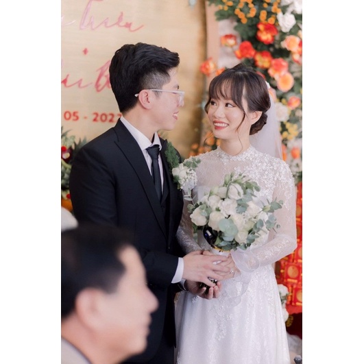 Áo dài hỏi cưới trắng thiết kế siêu xinh, phong cách nhẹ nhàng giá sỉ